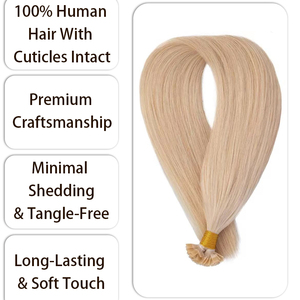Extensions de cheveux à kératine pré-collée, double trame, pointe plate européenne, <span class=keywords><strong>micro</strong></span>-anneaux, double trame, cheveux humains vierges authentiques pour salon - Product Image 3