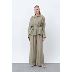 ชุดกางเกงผู้หญิงแต่งขอบด้านหลัง - 14335TKS - OLIVE - Product Image 3