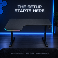 Bureau de jeu AOR réglable en hauteur, tables de jeu avec surface en fibre de carbone, structure en métal, montage facile, design moderne en forme de L en bois