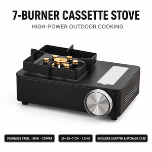 Nuovo Fornello a Gas Butano Portatile Antivento a Sette Stelle per Campeggio, Attrezzatura da Cucina ad Alta Potenza per Barbecue all'Aperto, 3-5 Persone - Product Image 1