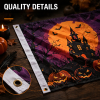 Drapeau de jardin Halloween à trois couches occultant double face, motif effrayant, personnalisé en polyester pour décoration extérieure