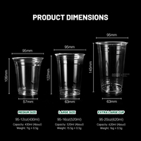 Gobelet à café jetable personnalisé avec logo, 500 ml, gobelet transparent, gobelet en PET de 95 mm, gobelet de 12 oz de qualité alimentaire avec couvercle, gobelet à café glacé imprimé