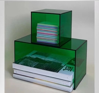 Boîtes de rangement en cube carré en acrylique, organisateur de cosmétiques en cristal, boîte acrylique, boîte de rangement de maquillage de couleur