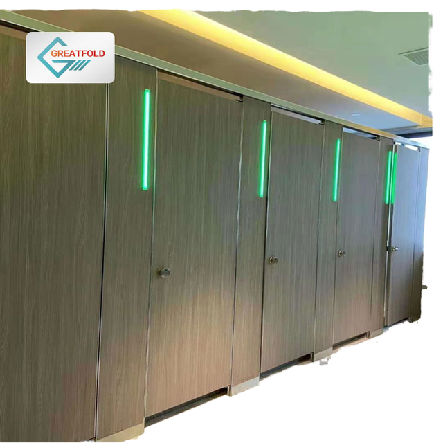 Modern Compact Laminate Fireproof Toilet Restroom Cubicles HPL Public LED Room Partition for School & Hospital Restrooms