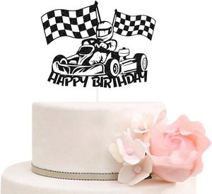 สุขสันต์วันเกิด ที่ประดับเค้กรูปรถแข่ง ธงลายตาราง ของตกแต่งเค้กธีมแข่งรถ สำหรับเด็กชาย เด็กหญิง อุปกรณ์จัดปาร์ตี้ - Product Image 5