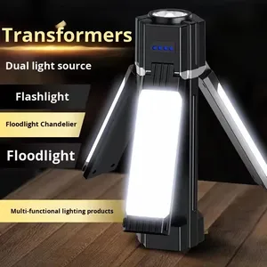 Lampe de poche LED multifonctionnelle Lampe de secours ABS <span class=keywords><strong>rechargeable</strong></span> par <span class=keywords><strong>USB</strong></span> IP65 Touch Control 6000K Lumière du jour Dimmable Lampe de camping - Product Image 1