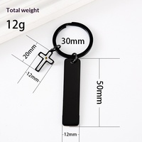 Porte-clés en acier inoxydable gravé sur mesure, porte-clés en métal personnalisé, breloque en forme de croix, cadeau inspirant, vente en gros