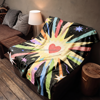 Couverture en flanelle personnalisée en gros, imprimée motif cœur Pop Art, couverture de canapé douce, impression de votre image, logo personnalisé, couverture de sieste