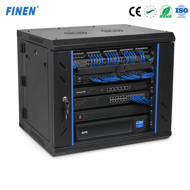 WMG 19" Wall Hung Server Rack Heavy Duty CRS Enclosure Glass Front Quick-Release Side & Rear Panels for Easy Service in Stock