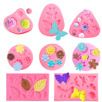 8er Pack Mini Flower Butterfly Leaf Rose Clay Formen Flexible Fondant formen De Silicon zum Dekorieren von Kuchen