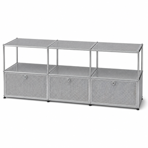Mobile <span class=keywords><strong>TV</strong></span> Modulare Contemporaneo Bianco in Metallo Forato con Pannello Pegboard e Cornice Cromata per Soggiorno in Acciaio Eco-Sostenibile - Product Image 5