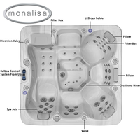 Spa extérieur de luxe pour 6 personnes en acrylique avec jets de massage corporel complet, éclairage d'ambiance LED et certification CE/ETL.