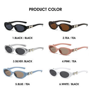 Lunettes de soleil ovales Qianai pour femmes, monture noire, protection UV400, design nœud, type 3, pare-soleil, style Y2K tendance - Product Image 3