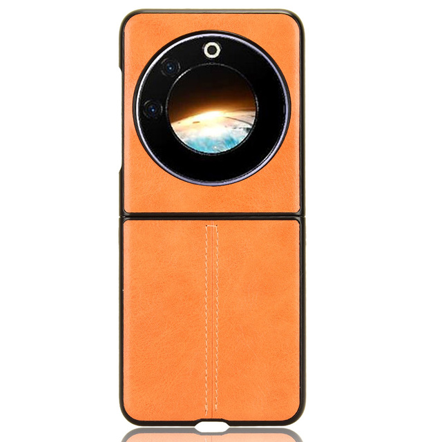 For Tecno Phantom V Flip Case Cowhide Texture PU Leather PC Phone Cover Mobile Phone Case