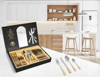 36 pièces de vaisselle argent et plaqué or couverts serveur Medusa Design ensemble de couverts avec étui en bois