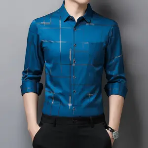 אישית חולצות לגברים האחרון עיצוב באיכות גבוהה פורמליות הרשמי שחור כחול בורדו כפתור עד יוקרה מזדמן שמלת חולצה גבר
