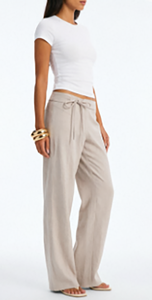 <span class=keywords><strong>Pantaloni</strong></span> da <span class=keywords><strong>Donna</strong></span> a Vita Alta in <span class=keywords><strong>Misto</strong></span> <span class=keywords><strong>Lino</strong></span> con Dettaglio a Laccio in Vita, Beige, Vestibilità Comoda, <span class=keywords><strong>Pantaloni</strong></span> Casual per Primavera/Estate - Product Image 2