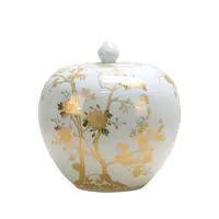 Hot Sale traditionelle Ingwer glas Malerei Keramik Gold Blumenmuster moderne dekorative chinesische Ingwer Jar