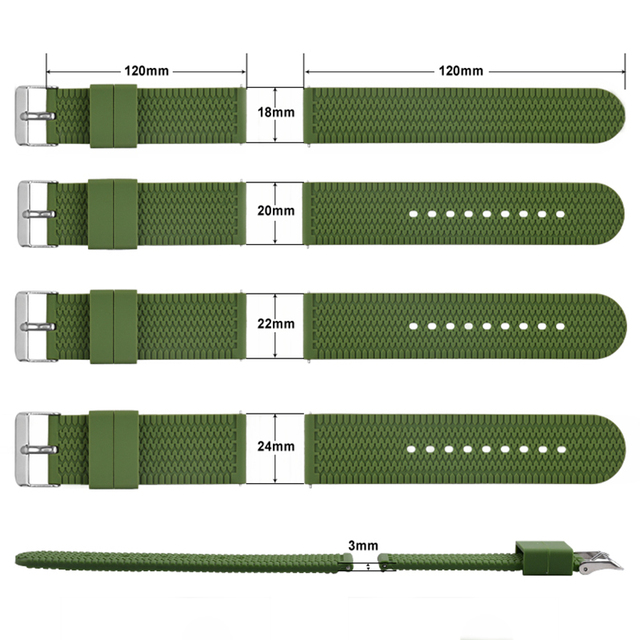 SHX 22mm Quick Release Silicone Rubber Tire Wrist Watch Band Strap