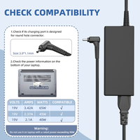 Adaptateur secteur AC/DC 65W 19V 3.42A pour HP Toshiba Lenovo Acer avec embout 3.0mm*1.1mm, design portable et pratique pour les voyages, fournisseur de premier plan