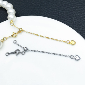 Extensor de Cadena de Plata Chapado en Cobre con Colgante de Corazón, Accesorios para Joyería DIY, Tamaño Mediano - Product Image 4