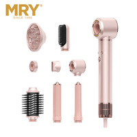 MRY Ensemble de Brosse Sécheuse à Cheveux à Moteur Sans Balai 6 en 1 Chauffage PTC Revêtement Céramique Brosse Boucleur Professionnelle Outil de Coiffage Brosse