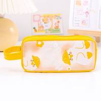 Étui à crayons et classeur transparent en PVC personnalisé avec fermeture éclair, petit et mignon, pour filles, avec rangement pour fournitures scolaires pour enfants