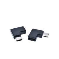 Konverter USB C bentuk U L, adaptor sudut 180 derajat, konverter pria ke wanita tipe C sudut miring untuk Tablet & ponsel
