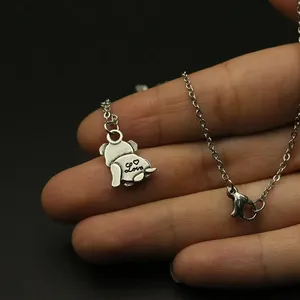 Collier mignon avec animal pour femme, pendentif petit bouledogue, joli bijou chien, petit pendentif animal de compagnie, cadeau pour fille adorable - Product Image 2