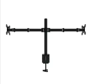 Dual Arm Computer Monitor table mount tv bracket for 2 LCD Screens Up to 27" inch