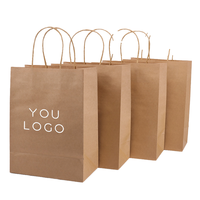 Sacs de courses en papier kraft avec logo personnalisé, sacs d'emballage alimentaire recyclables, sacs de transport pour supermarchés et vêtements