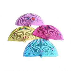 Wholesale Traditional Spanish Solid Color Bamboo Hand Fan Carved Angel Design Classic Cartoon Eco-Friendly Halloween Promotion - Product Image 2
