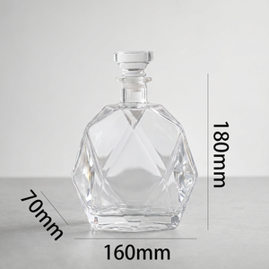 Bouteille en verre super flint taillée au diamant de 700 ml, forme unique, vide, pour spiritueux, liqueur, whisky, brandy, emballage personnalisé, vente en gros, OEM - Product Image 6