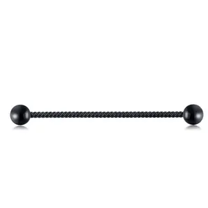 2023 barbell industriel torsadé personnalisé en acier inoxydable longues boucles d'oreilles double oreille piercing tige droite barre transversale ensemble - Product Image 3