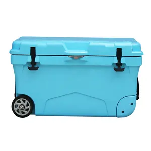 Hot Sale Cooler Box Insulated Plastic Rotomolded Durability Ice Box With Handle Camping Cooler Boxes With Wheels