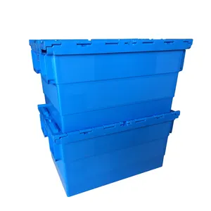 Large Custom Hard Moving Plastic Tote Boxes With Hinged Lids