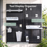 Crochet porte-outils métallique avec trou de fixation, plaque de fixation murale pour panneau perforé, étagère de rangement sous évier
