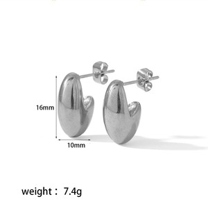 ต่างหูทรงรีเรขาคณิต สแตนเลสสตีล 18K ดีไซน์ไม่สมมาตร เหมาะสำหรับเป็นของขวัญ เครื่องประดับแฟชั่น - Product Image 2