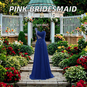 Vestidos de Dama de Honor Elegantes y Económicos en Talla Grande, Color Rosa, Cuatro Estilos, Estampado Floral, Silueta Sirena/Trompeta, Ecológicos y Transpirables - Product Image 2