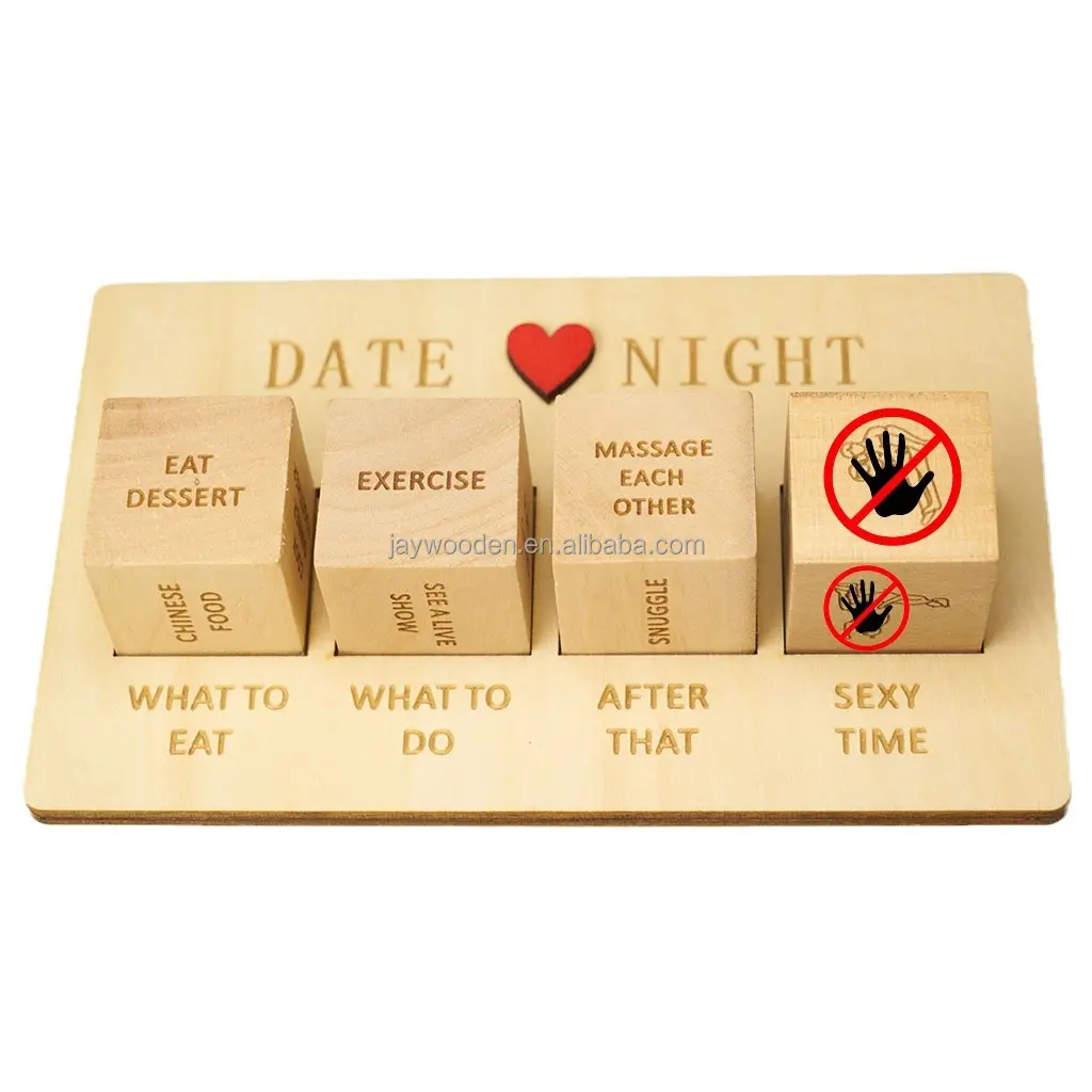 LM Wood Crafts Love Decision Dice para parejas Sexy Party Game Cajas de madera y carteles de pared