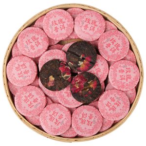 Wholesale Premium Organic China Yunnan Pu'er Tea Cake Double Rose Scented <b>Sweet</b> Loose Ripe Small Slimming Health Tea <b>Bag</b> 75g - Product Image 1