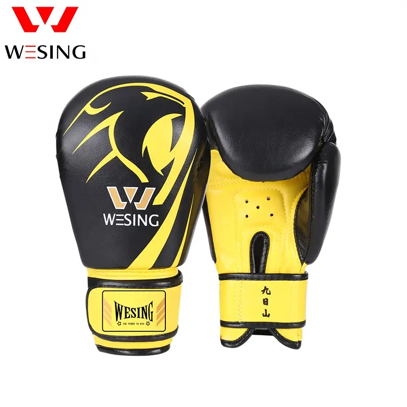 Wesing Hersteller Winning Professional Custom Logo Schwarz Günstige Training Pu Leder Kinder Kinder Box handschuhe