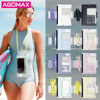 Tas Ponsel Anti Air IPX8 Bahan Nylon PU dengan Pompa Udara, Universal untuk Kayak, Waterpark, dan Petualangan