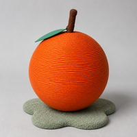 YAOYUE Boule à gratter pour chat en sisal orange, jouet à gratter en corde de sisal ronde avec base en peluche verte en forme de feuille, grandes et petites tailles