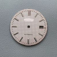 Montre multifonctionnelle avec cadran en chêne style ferme modifié de 31,8 mm, aiguilles argentées, luminescence verte, piles incluses, compatible mouvement NH35, en métal
