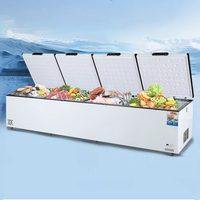 Réfrigérateur commercial à congélateur supérieur, 4 portes, refroidissement par air, mécanique, grande capacité, refroidisseur de boissons