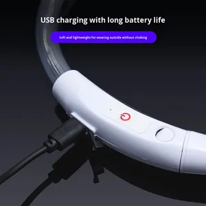 7색 방수 반사 USB 충전식 대형견용 DIY 절단 도구 포함 분실 방지 야광 목줄 - Product Image 3