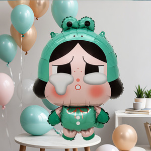 Globo <span class=keywords><strong>de</strong></span> Aluminio con Forma <span class=keywords><strong>de</strong></span> Bebé Alienígena, Diseño Floral 8175, Juguete Infantil, Decoración para Fiestas, CRYBABY Pop Mart - Product Image 3