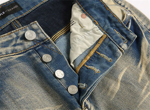 Jeans de Mezclilla Elásticos de Alta Calidad, Ajustados, Estilo Vintage Azul, Personalizados, Rectos, Desgastados, Ajustados para Hombre - Product Image 6