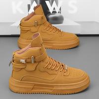 Chaussures tendance pour hommes, baskets montantes pour hommes, chaussures de sport à semelle épaisse pour adolescents, baskets en cuir pour hommes